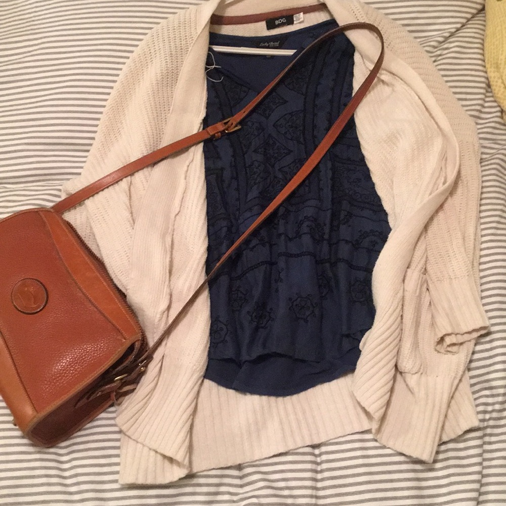 Embroidered navy Lucky Brand Top